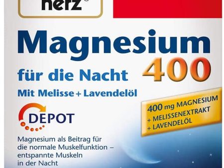 Doppelherz Magnesio 400 para la noche con bálsamo de limón y aceite de lavanda - Magnesio para apoyar la función muscular y nerviosa normal - 1 x 30 tabletas Embalaje Deteriorado Online