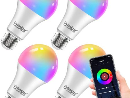 Extrastar 4 Pack Bombilla Alexa LED Intelligente E27, 15W, 1400lm, Regulable Multicolor + Luz Cálida o Blanca, 16 Millones de Colores, Funciona con Alexa y Google Home Reacondicionado Sale