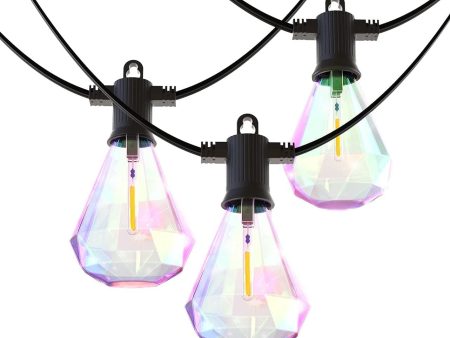 Zotoyi Cadena de luces LED para exteriores de 25 pies, resistente al agua, IP65 2700 K, blanco cálido, 12+1 unidades en forma de diamante transparente Blubs (1 repuesto) on Sale