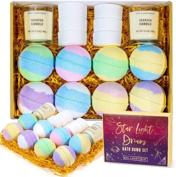 Bombas Baño - Spa Luxetique Set Regalo Mujer, Set de Baño de Burbujas con 16 Piezas,Vaporizadores de Ducha de Aromaterapia, Velas Perfumadas Embalaje Deteriorado Online